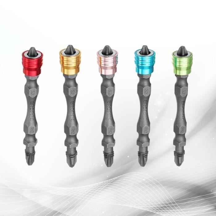 5 Pièces Porte-Bits Magnétiques 1/4" - Douilles Aimantées Pour Tournevis Et Perceuse - Acier Inoxydable 60 Mm Compatible Outils à Choc