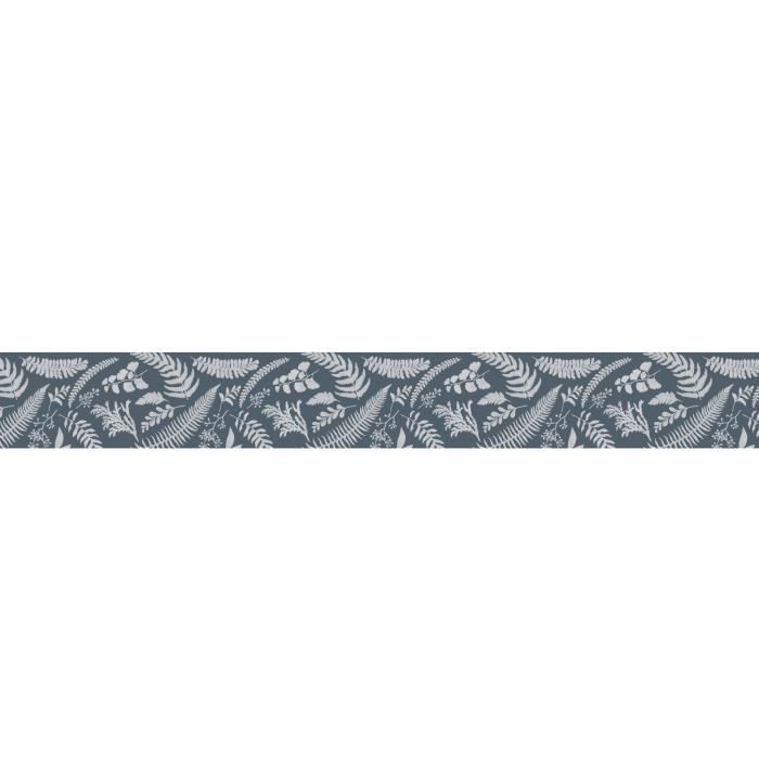 Frise adhésive Setermoen feuillage bleu gris, vinyle, 15cm x 300cm
