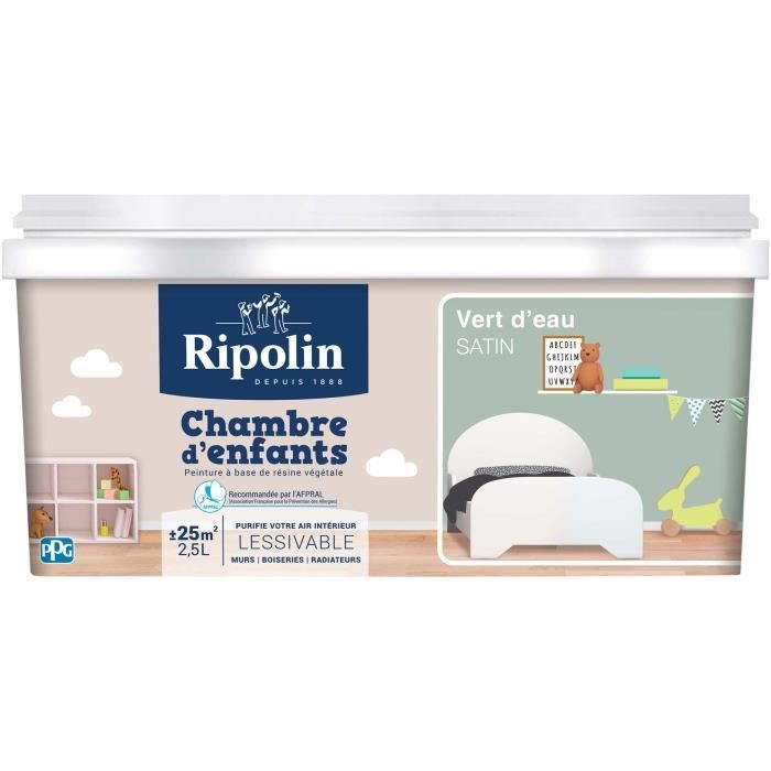 RIPOLIN Peinture murale spéciale chambre d'enfants - 2,5 L - Vert d'eau -  Achat / Vente peinture - vernis Peinture mur 2,5 l Vert d'eau - Cdiscount