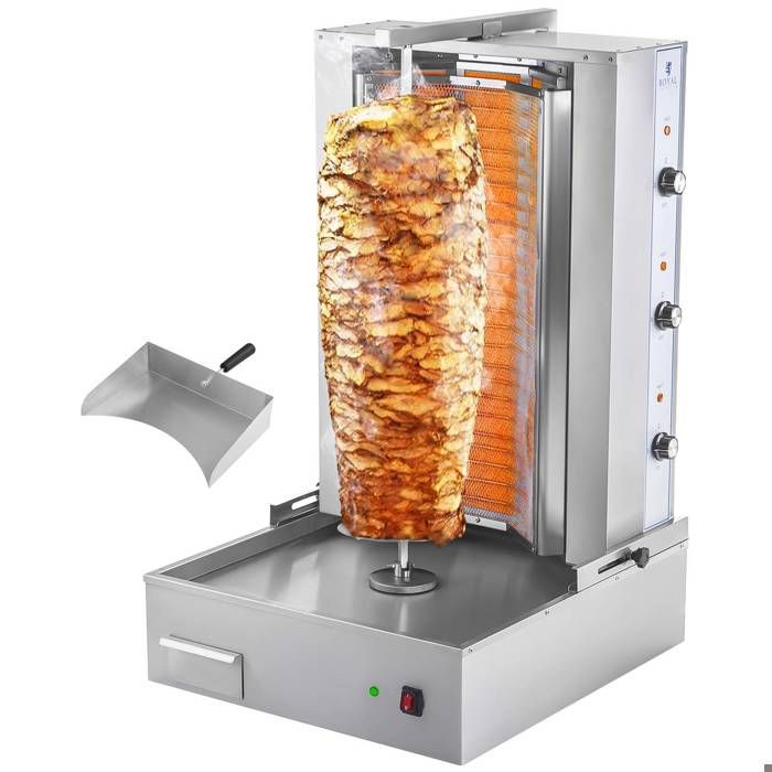 Machine a kebab grill electrique inox broche 6 resistances 6000 w 730mm