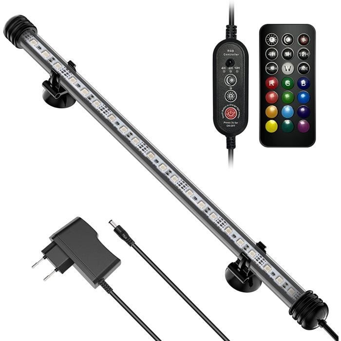 Comparer les prix de RUMOCOVO® Eclairage Aquarium LED RGB Télécommande IP67 Étanche 13 Couleurs et 2 Modes Flash Intensité Réglable 39cm