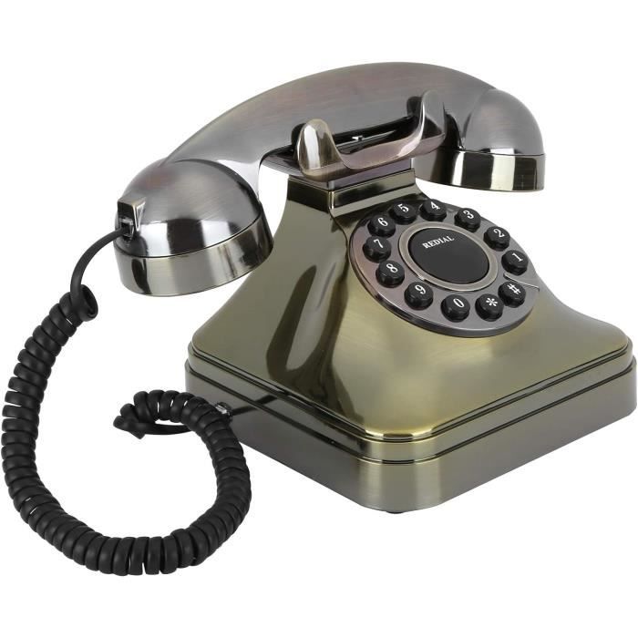 Téléphone Antique Rotatif,Blanc Rétro,Plaque Tournante,Décoration De