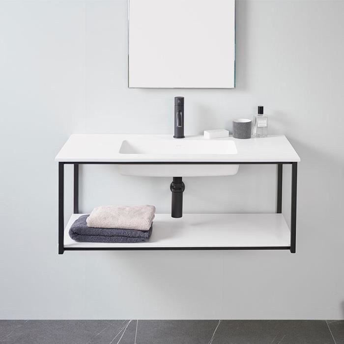 Meuble Salle De Bain Design Suspendu Uno Metal Avec Plan Vasque
