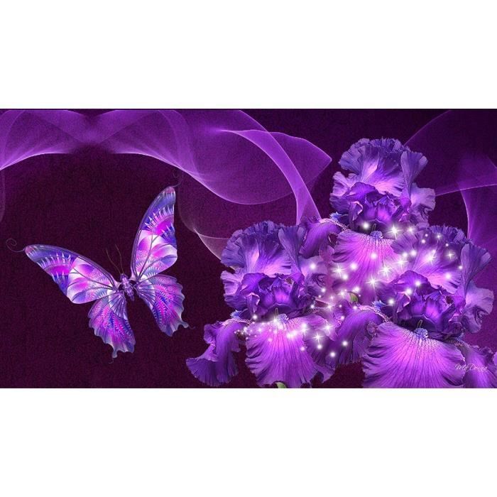 Full Drill Diamond Peinture Violet Papillon Animal Bricolage Broderie Cadeau N9081 