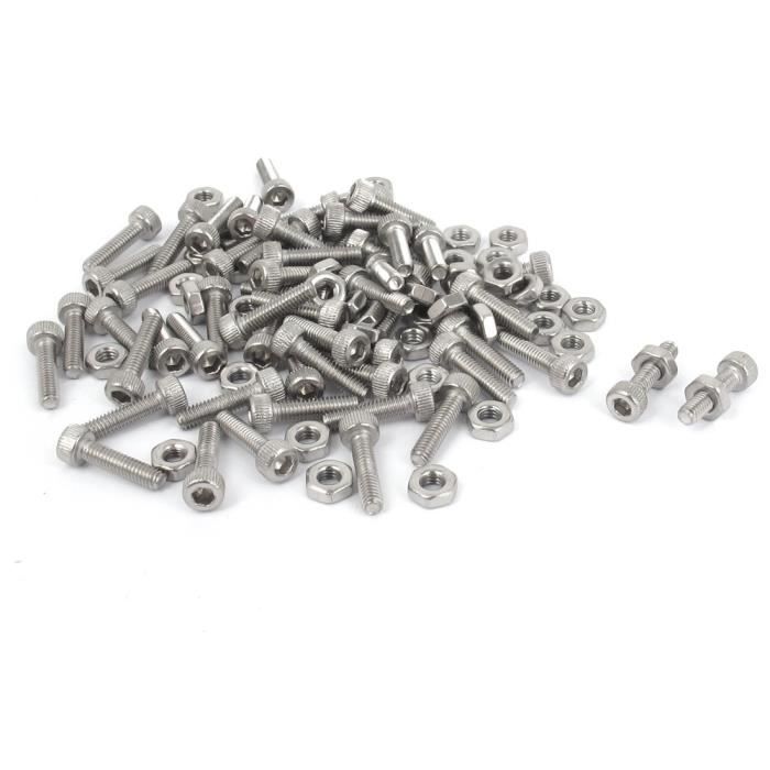 50 Vis M2x10mm Tête Plate Fraisée - Classe 10.9, Plaquées Nickel, Hexagonale Interne (neuf)