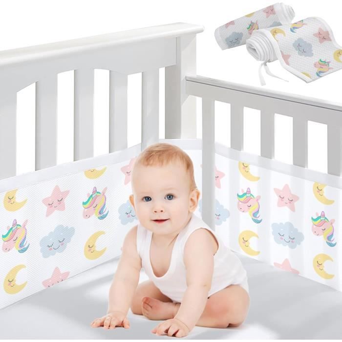 Tour De Lit Bébé Respirant BreathableBaby - Maille Blanche Anti-Escalade - Pour Berceau Standard