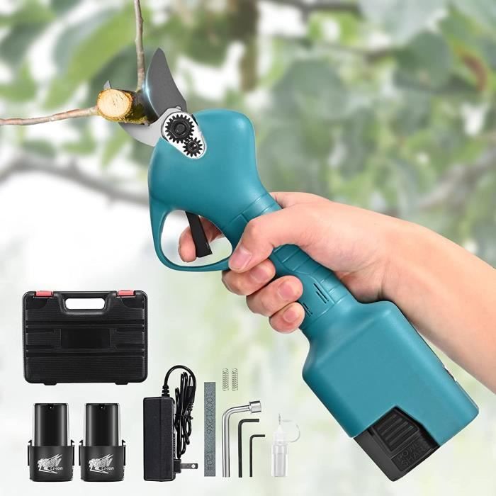 Sécateur Électrique Sans Fil Oamger 50mm - 2 Batteries 7500mAh, Professionnel Jardinage