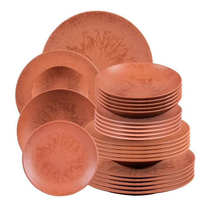 Service dassiettes 24 pièces Onyx Terracotta - Table Passion