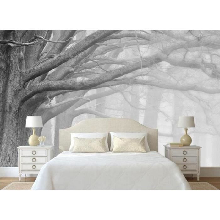 Papier Peint Panoramique 3D Branches D'Arbres Noir Et Blanc Papier ...
