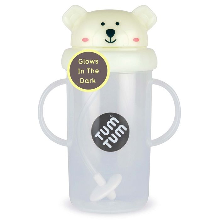 Tasse dapprentissage - GRANDE Tasse anti fuite + paille lestée Ours Polaire Phosphorescent - 300 ml - TUMTUM