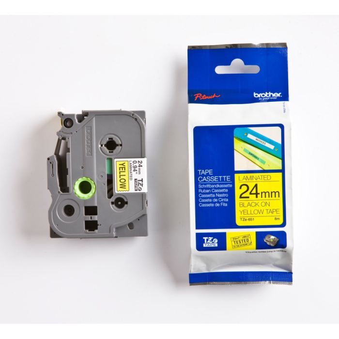 Ruban cassette Brother TZe 651 24 mm sur Jaune - vue 4