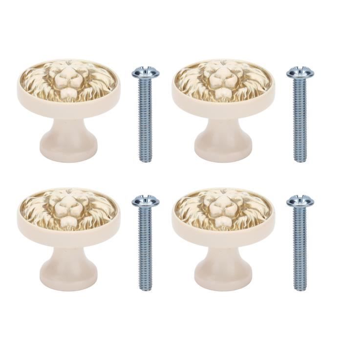 4 Pièces Armoire à Tiroirs Tête De Lion Boutons De Poignée Avec Anneau De Tiroir Anneaux De