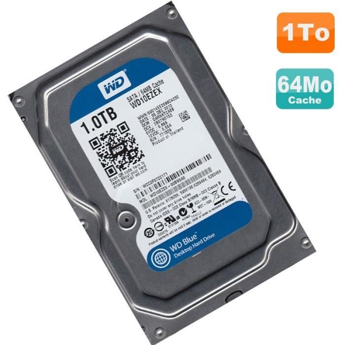 Disque Dur 1To Western Digital Blue SATA 3.5 WD10EZEX 00BN5A0 64Mo 7200  RPM - Cdiscount Informatique