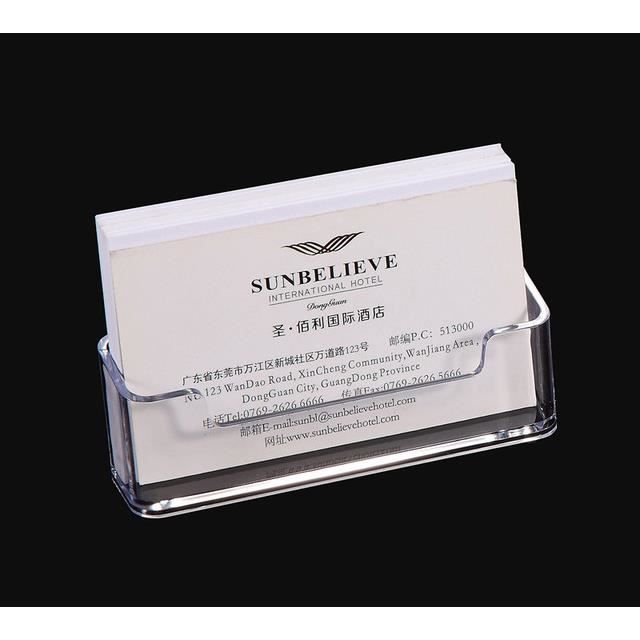 Housoutil Lot De 2 Porte-Cartes De Visite Acrylique Bureau - Design Élégant Noir/Transparent