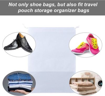 12 Housses à Chaussures De Voyage - Gris, Fenêtre Transparente - Tissu Non-tissé Lavable, Anti-poussière - Avec Cordon De Serrage, Pliable