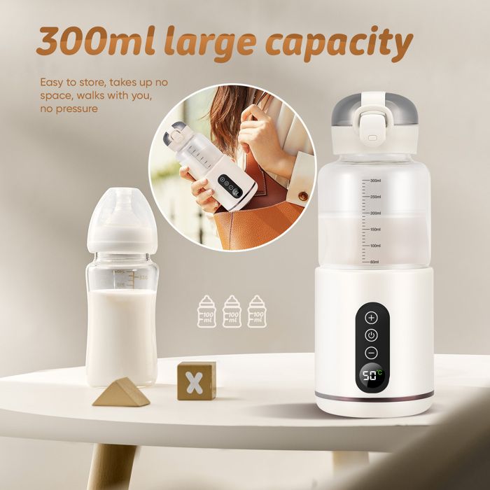 Chauffe-biberon Nomade Et Chauffe-plat Bébé - Bol Isotherme Inox 316, 500ml, Température Constante 45℃, Rechargeable USB (Rose)