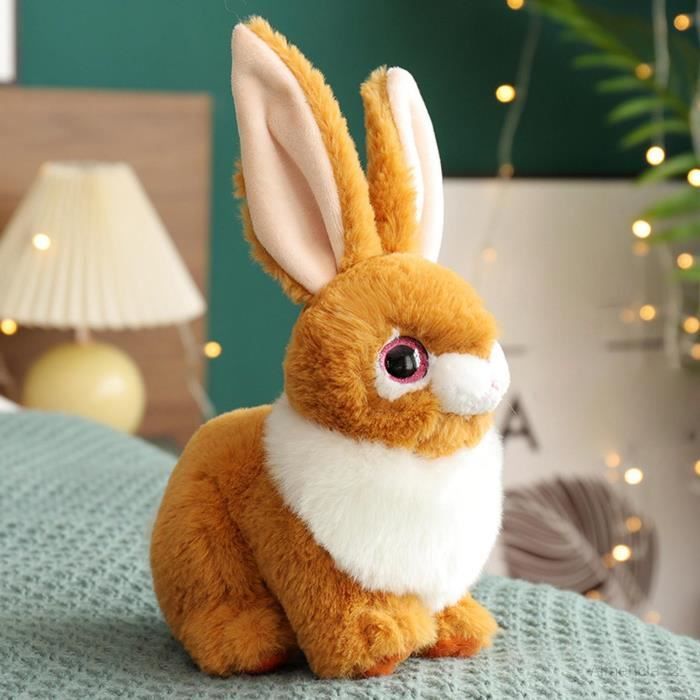 Peluche lapin marron blanc Pâques