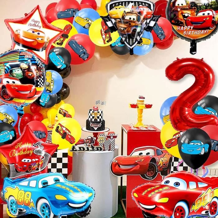 Décoration Anniversaire Thème Voitures - 32 Pièces Ballons Verts Et Dorés, Guirlande Happy Birthday - Pour Garçon