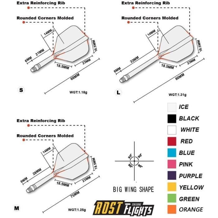 Tige de fléchettes et ailettes intégrées Forme Standard-Grande Aile ...