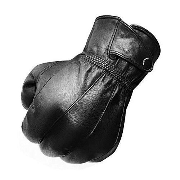 Gants cuir homme noir doublé polaire Noir - Cdiscount Prêt-à-Porter