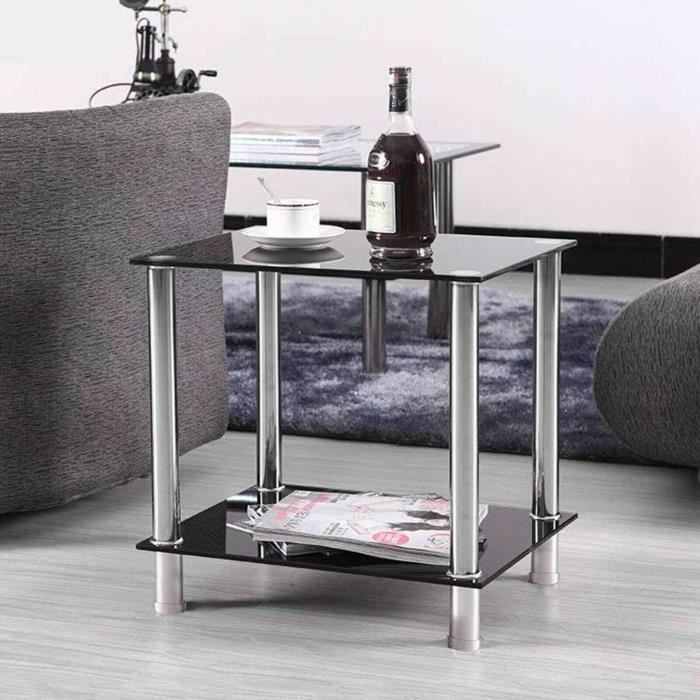 Table D'appoint Haute En Verre Noir - 3 Pieds Chromés, Longueur 160 Cm