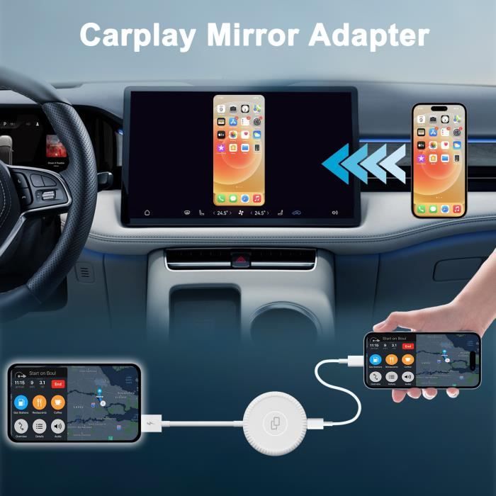 Blanc pour carplay - Adaptateur Carplay filaire à sans fil, Mazda