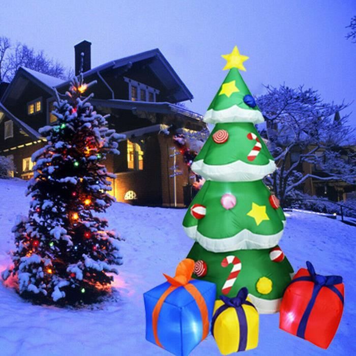 Sapin De Noël Gonflable 60 Cm Avec LED - Décoration Extérieure Et Intérieure, Boule Transparente à Flocons