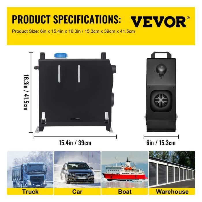 Chauffage Diesel 12V 8KW VEVOR Réchauffeur d'air diesel Switch LCD kit de  réchauffeur d'air bleu-orange pour Car Truck Bus Boats - Cdiscount Auto