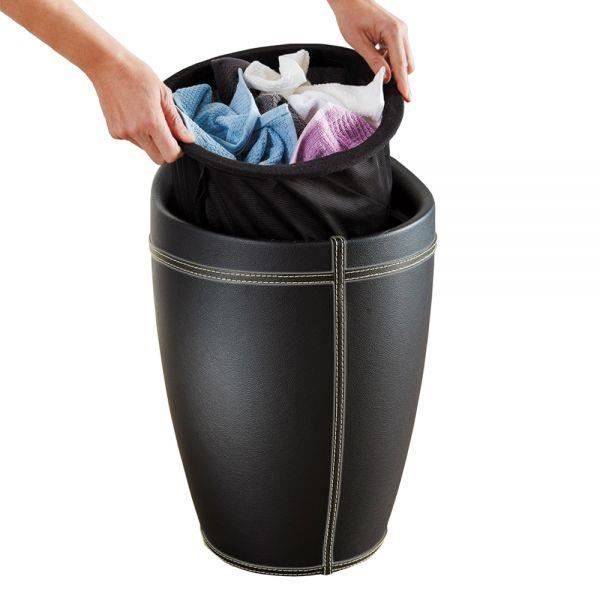 Tabouret Panier à linge - WENKO - Candy - Simili - Noir - 20 litres ...