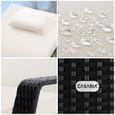 Casaria® Chaise longue en polyrotin Noir-Crème coussin 7cm 2 roulettes Max 160kg Dossier réglable Bain de soleil jardin-2