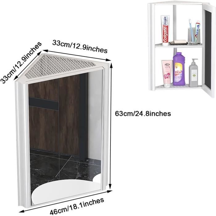 Armoire pharmacie 406 x 610 mm,VEVOR rangement salle de bain avec miroir,cadre aluminium