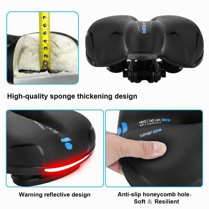Selle Vélo Ultra Confortable - Gel Et Mousse Mémoire De Forme - Ergonomique, Imperméable - Pour Ville, VTT, Route (Homme/Femme)