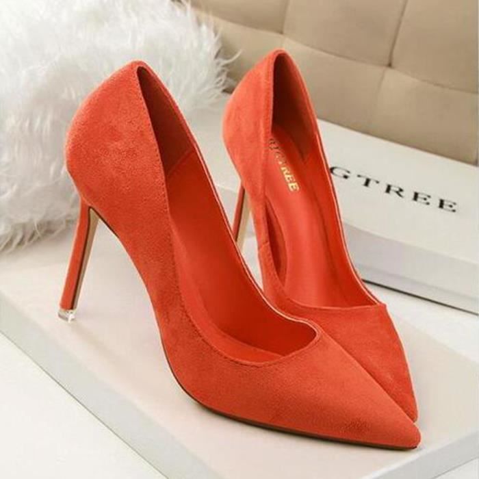Escarpins Femmes Daim Bout Pointu Ferm Talon Haut Aiguille