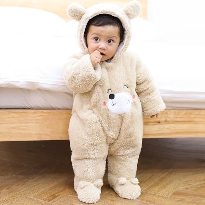 Combinaison combinaison bébé ours mignon bébé hiver chaud épais à manches  longues combinaisons bébé garçons et filles de 0 à 24 mois - AliExpress