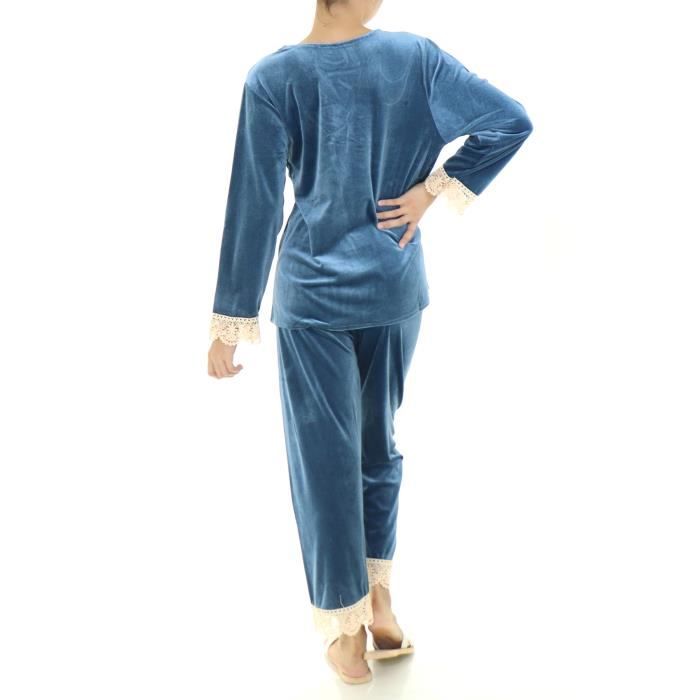 Ensemble de Pyjama Femme 2 pièce Sexy Chic sans Manches Ensemble Nuit Femme  en Dentelle Camisole Vêtements Modal Nightwear bleu Bleu - Cdiscount  Prêt-à-Porter