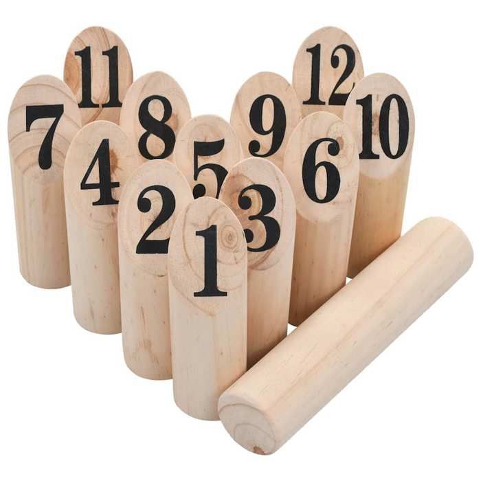 Jeu de Kubb à chiffres - vidaXL - Bois de pin - 12 kubbs - Sac de transport - Jeux - Jouets
