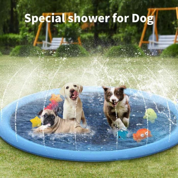 Tapis Jet D'eau Pour Chien - Piscine/sprinkler Diamètre 100 Cm - PVC épais Antidérapant - Jeu D'extérieur été