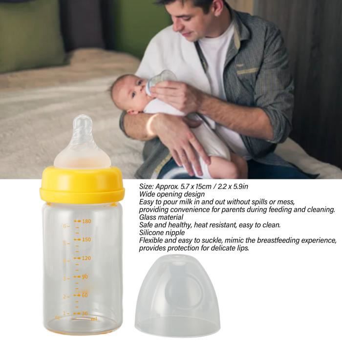 Bouteille Lait Verre 4 Bouteilles Lait Maternel Verre 160ml YOHKOH | Compatible Lave-Vaisselle, Micro-ondes Et Congélo Bouteille Lait Maternel