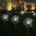 4pcs Lampe Solaire Exterieur Jardin - 120 LED -8 Modes - pour Jardin Pelouse Terrasse Noël Décoration - Lumière Blanche-3