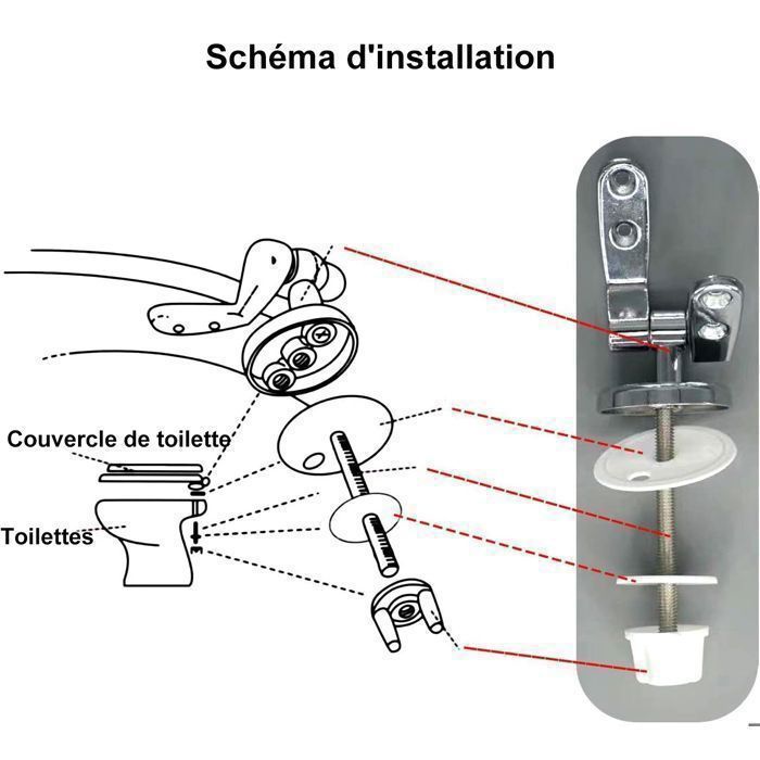 Lot De 2 Charnières Universelles Pour Abattant WC - Fixation En Acier Inoxydable Avec Vis Et Clé