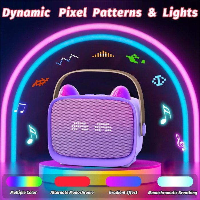 Karaoke Machine Plus 2 Microphone sans Fil Portable Bluetooth Karaoke Barre de Son avec Conversion vocale et LED lumière pour Les Enfants Adultes, Cadeau d'anniversaire de Noël (Blanc Laiteux
