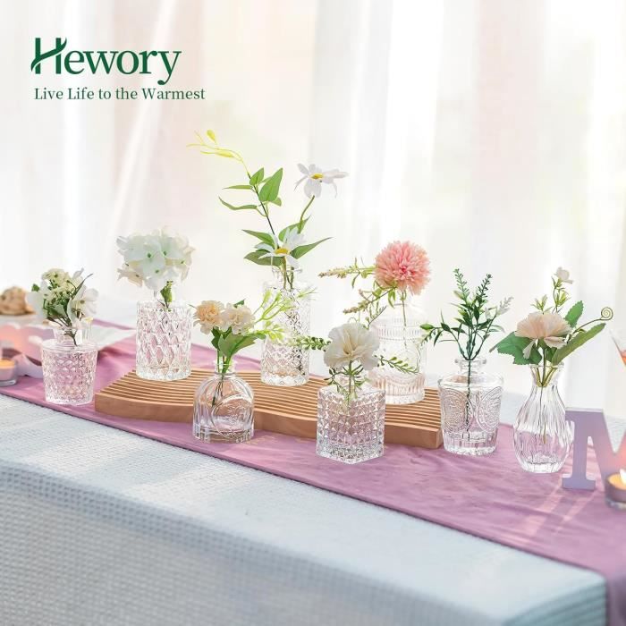 Hewory Lot De 28 Mini Vases En Verre - Décoration Table Mariage, Centre De Table Moderne