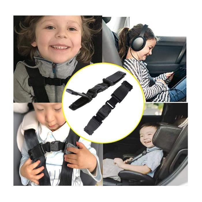 Clip Siège Auto Enfant 2PCS Sécurité Ceinture Harnais Blanc