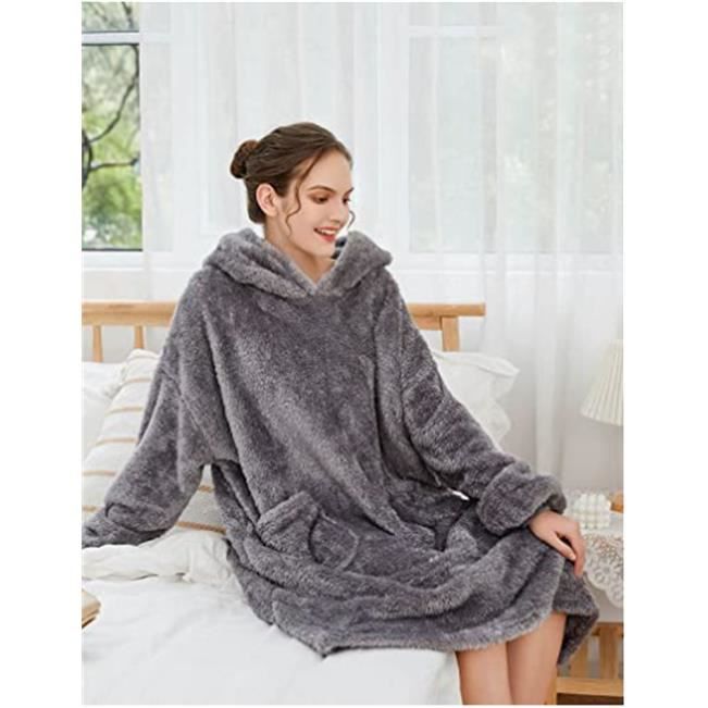 Sweat Plaid a Capuche Adulte Plaid Polaire avec Manche Femme Homme  Couverture à Capuche avec Manche Poches Portables, Plaid Pull Couverture  Canape TV Hiver, 95x85 cm Gris