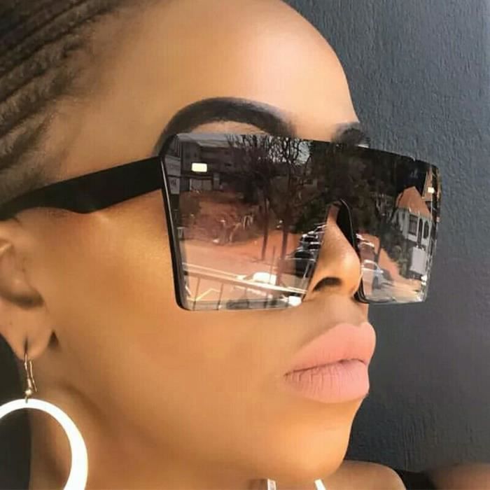 Lunettes de Soleil Carrees Surdimensionne Mode Femme Verres Degrades Hauts Plats C1 Noir Brillant Plein Gris C1 Achat Vente lunettes de soleil Femme Adulte Cdiscount