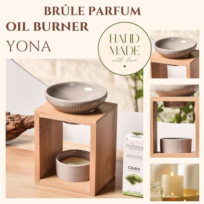 Brûleur Parfum Céramique Noir Mat - Pour Huiles Essentielles, Cire - Avec Bol Et Cuillère à Bougie - Aromathérapie, Déco