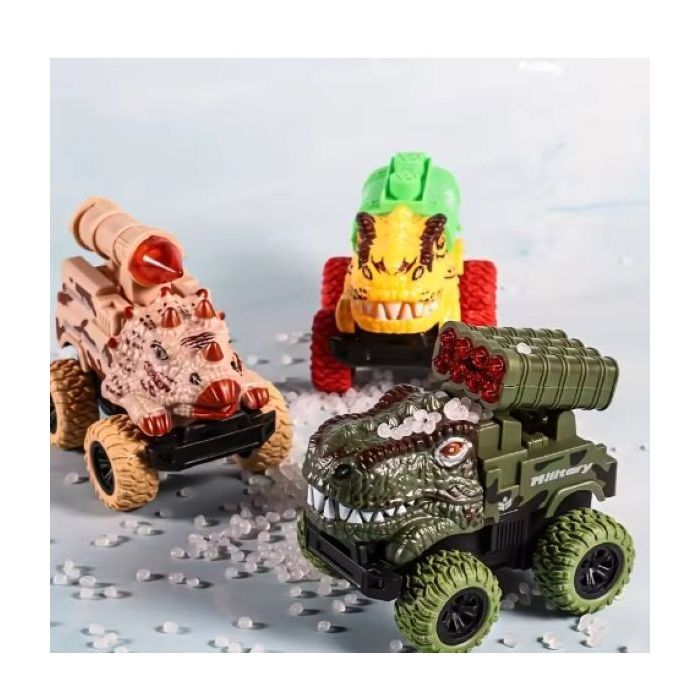 Lot De 4 Voitures Dinosaures - Échelle 1:43 - Modèles Tricératops Et Autres - Multicolore - Occasion