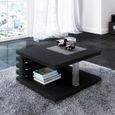 Table basse design - ARIENE - 60x60 cm - noir mat - étagère pratique sous le plateau-0