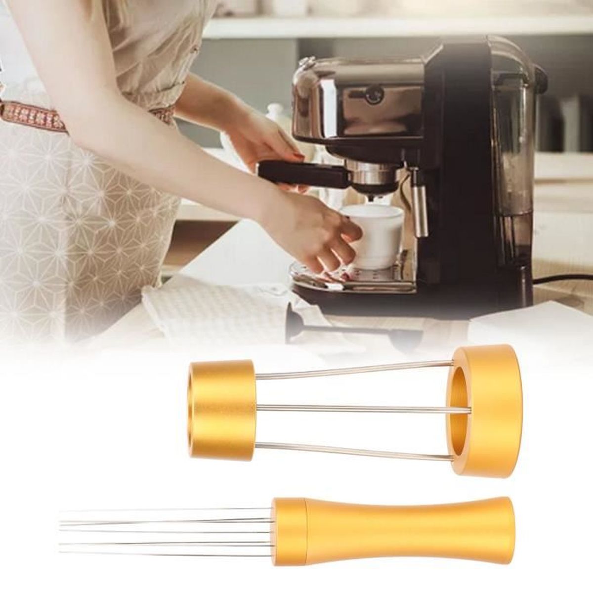 WDT Tool Outil De Distribution Pour Expresso Avec 6 Aiguilles Fines 0,4 - 11