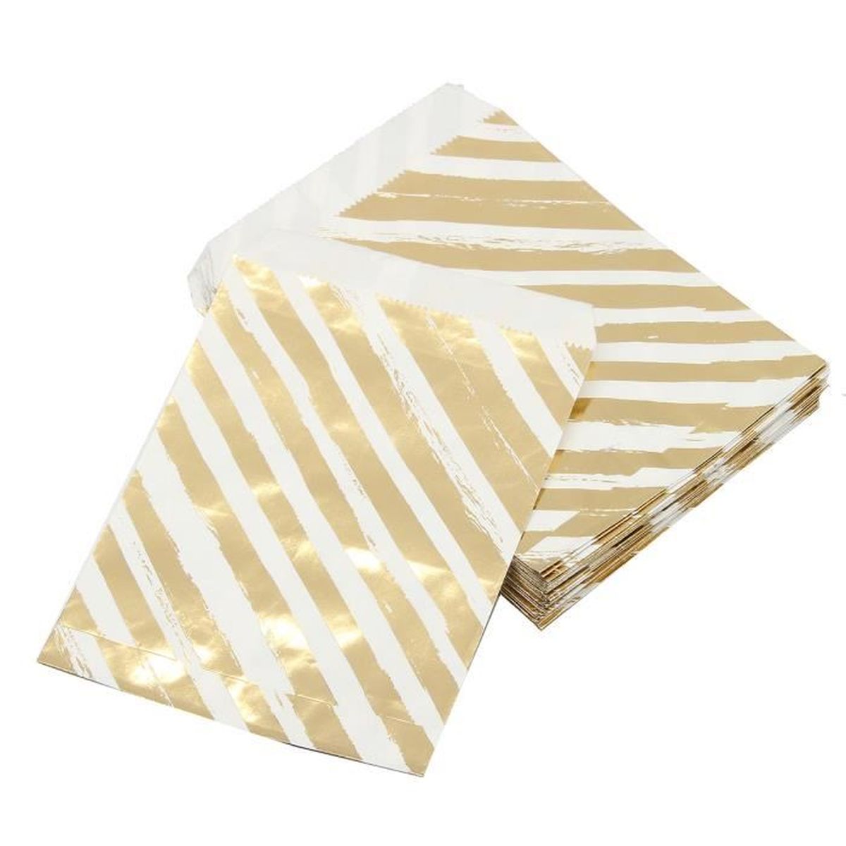 25pcs Bonbon De Sachet Sac Pochette En Papier Raie Dore Emballage Gateau Mariage Raye Cdiscount Maison